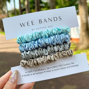 100% Pure Mulberry Silk Hair Scrunchies - Coastal Chic