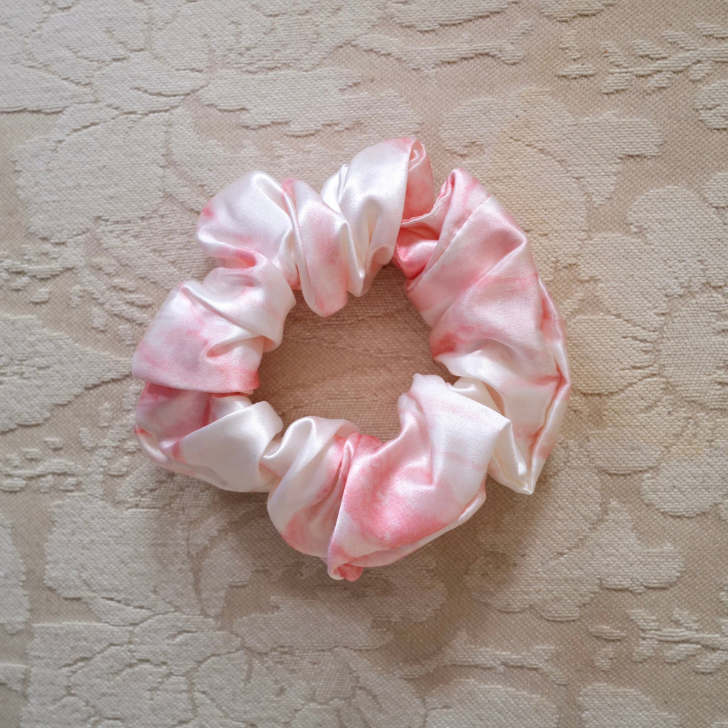 Luxe Pure Silk Hair Scrunchie - Rose Marble