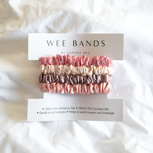 100% Pure Mulberry Silk Hair Scrunchies - Flamingo Collection