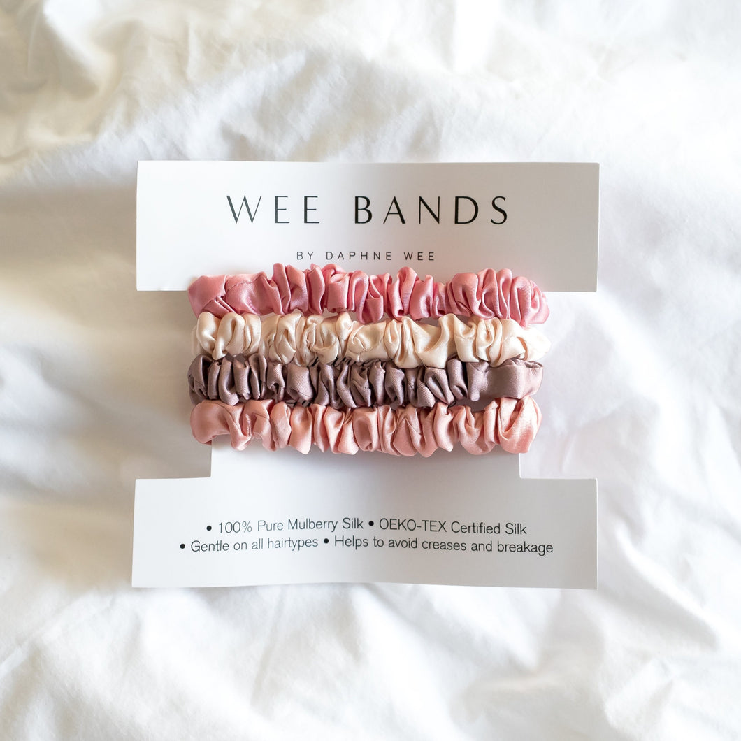 100% Pure Mulberry Silk Hair Scrunchies - Flamingo Collection