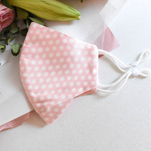 Load image into Gallery viewer, 100% Pure Mulberry Silk Pink Polka Dots Face Mask
