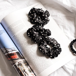 100% Pure Mulberry Silk Hair Scrunchie - Polkadot