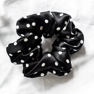 100% Pure Mulberry Silk Hair Scrunchie - Polkadot