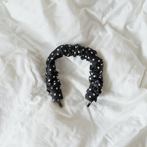 Wee Bands - Black Polka Fluffy Scrunchie Hairbands