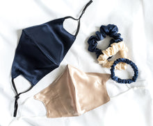 Load image into Gallery viewer, 100% Pure Mulberry Silk Face Mask Set - Navy Blue
