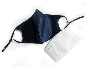 100% Pure Mulberry Silk Face Mask Set - Navy Blue