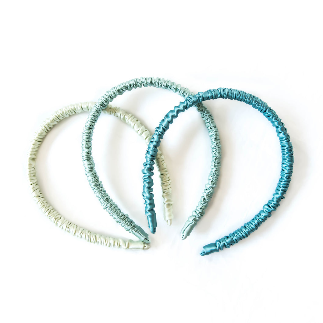 100% Pure Mulberry Silk Hairbands - Cyan
