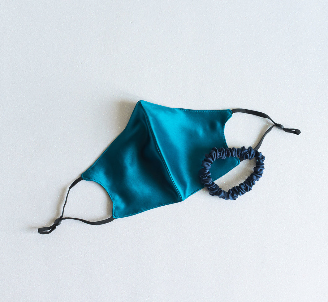 100% Pure Mulberry Silk Face Mask Set - Blue Series