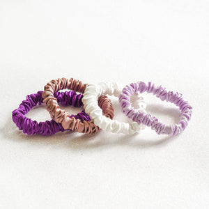 100% Pure Mulberry Silk Hair Scrunchies - Purple Collection