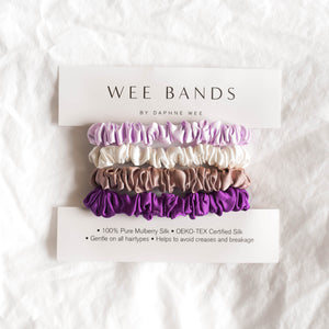 100% Pure Mulberry Silk Hair Scrunchies - Purple Collection