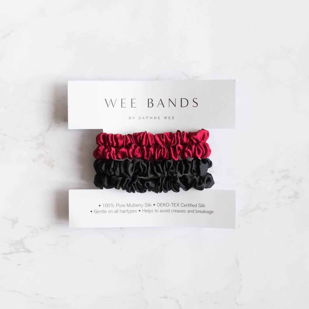 100% Pure Mulberry Silk Hair Scrunchies - Blackcurrant Collection