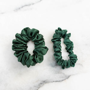 Luxe Pure Silk Hair Scrunchie - Emerald Green