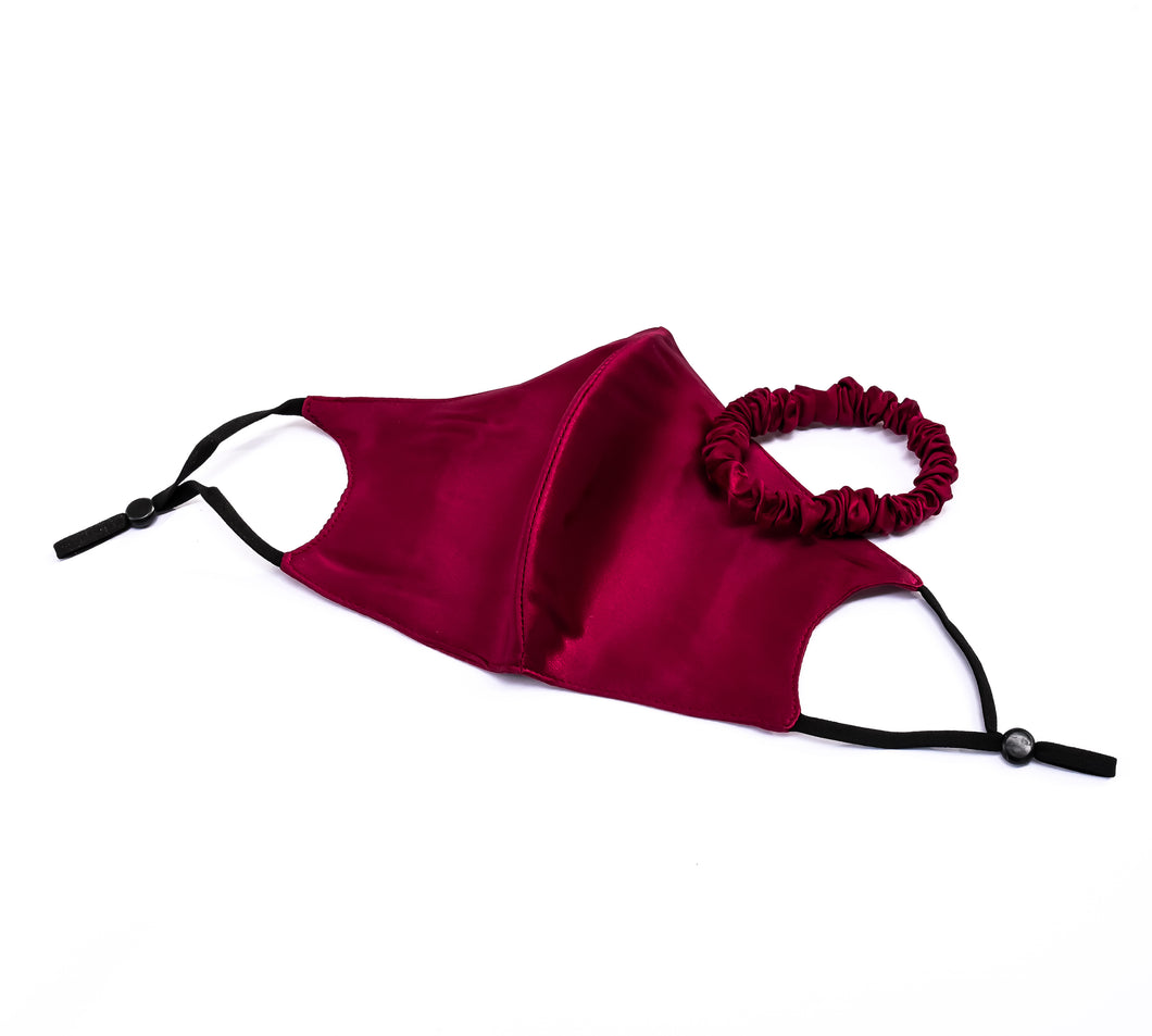 100% Pure Mulberry Silk Face Mask Set - Merlot