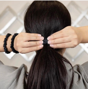 100% Pure Mulberry Silk Hair Scrunchies - Black