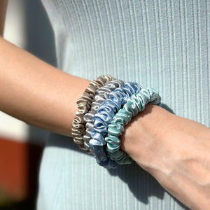 100% Pure Mulberry Silk Hair Scrunchies - Coastal Chic