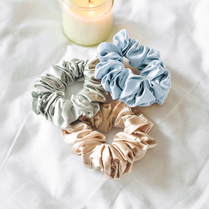 100% Pure Mulberry Silk Scrunchies - Winter Wonderland (Bundle Gift Set)