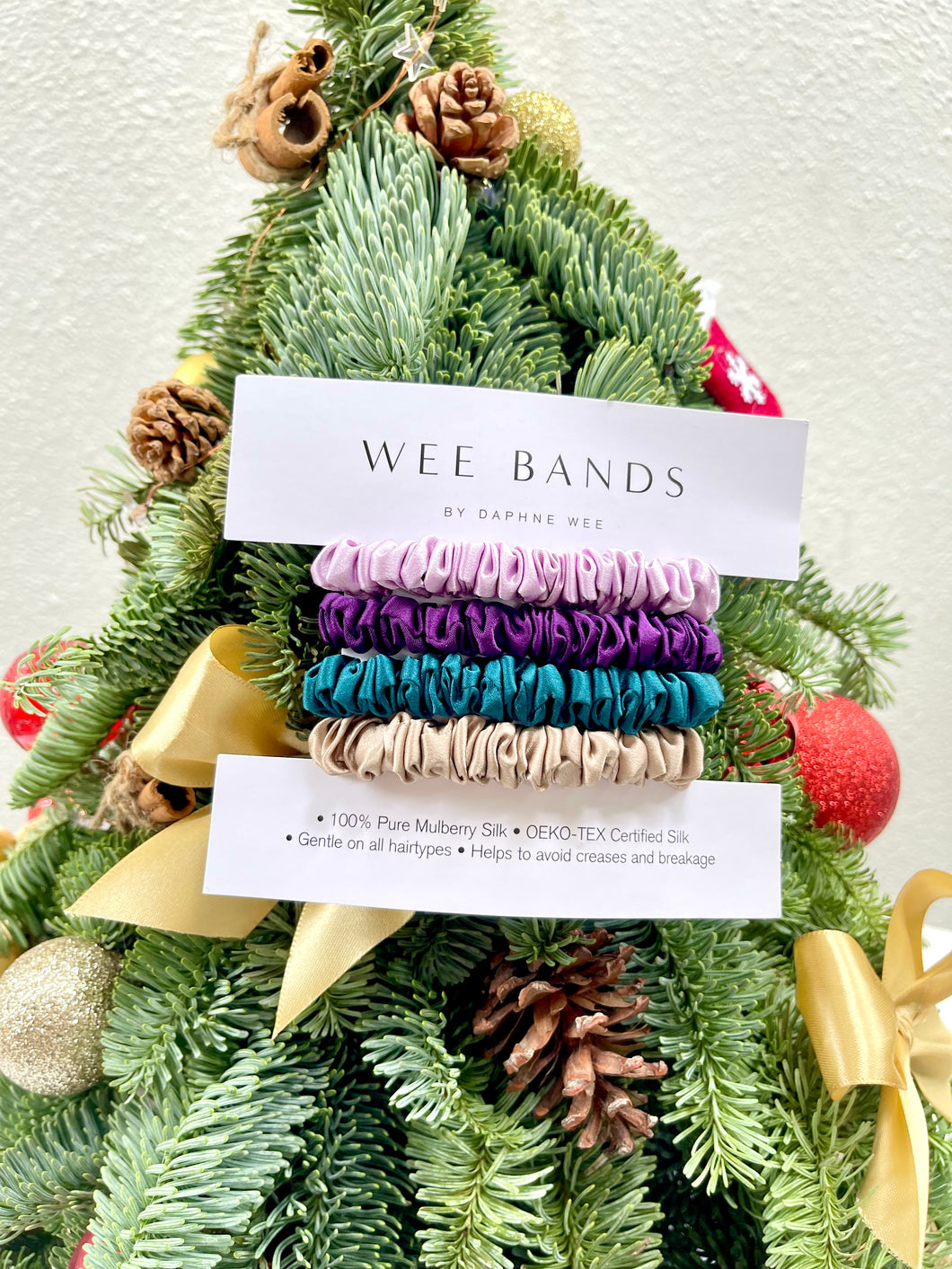 100% Pure Mulberry Silk Hair Scrunchies - Christmas Fruit Cake Collection