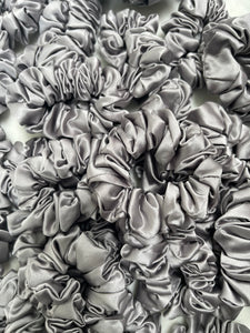100% Pure Mulberry Silk Hair Scrunchies - Metal Grey
