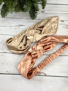 100% Pure Mulberry Silk Knot Headband Scrunchie Set