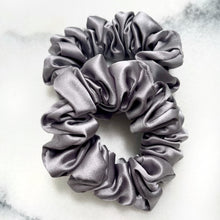 Load image into Gallery viewer, 100% Pure Mulberry Silk Hair Scrunchies - Metal Grey

