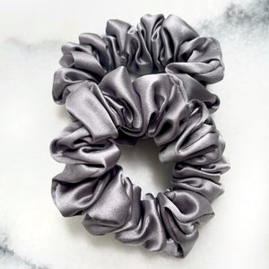 100% Pure Mulberry Silk Hair Scrunchies - Metal Grey