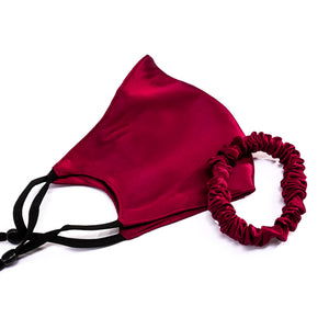 100% Pure Mulberry Silk Face Mask Set - Merlot