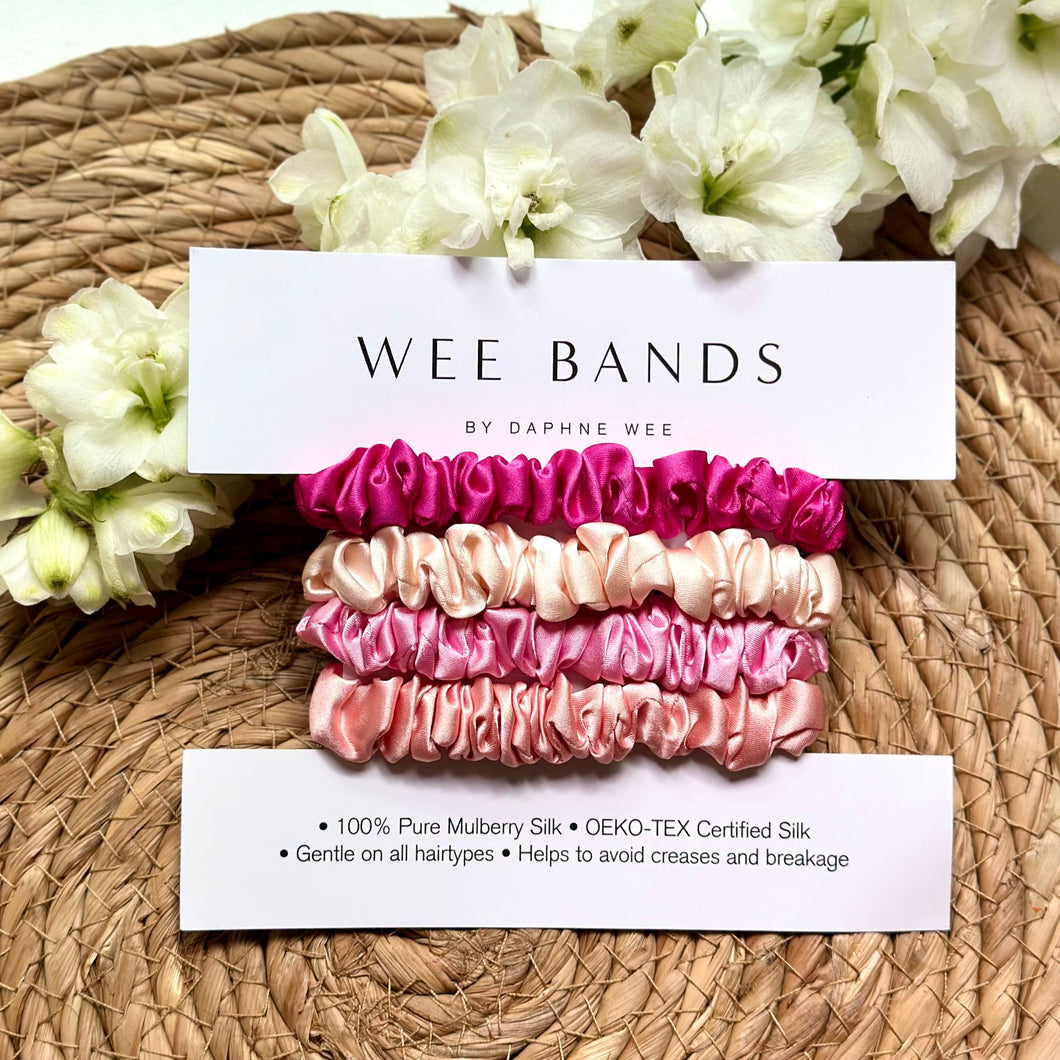 100% Pure Mulberry Silk Hair Scrunchies - Watermelon Sugar Collection
