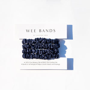 100% Pure Mulberry Silk Hair Scrunchies - Navy