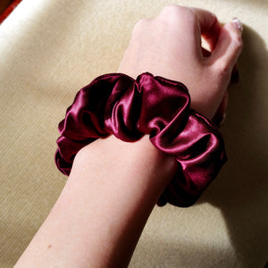 Luxe Pure Silk Hair Scrunchie - Wine