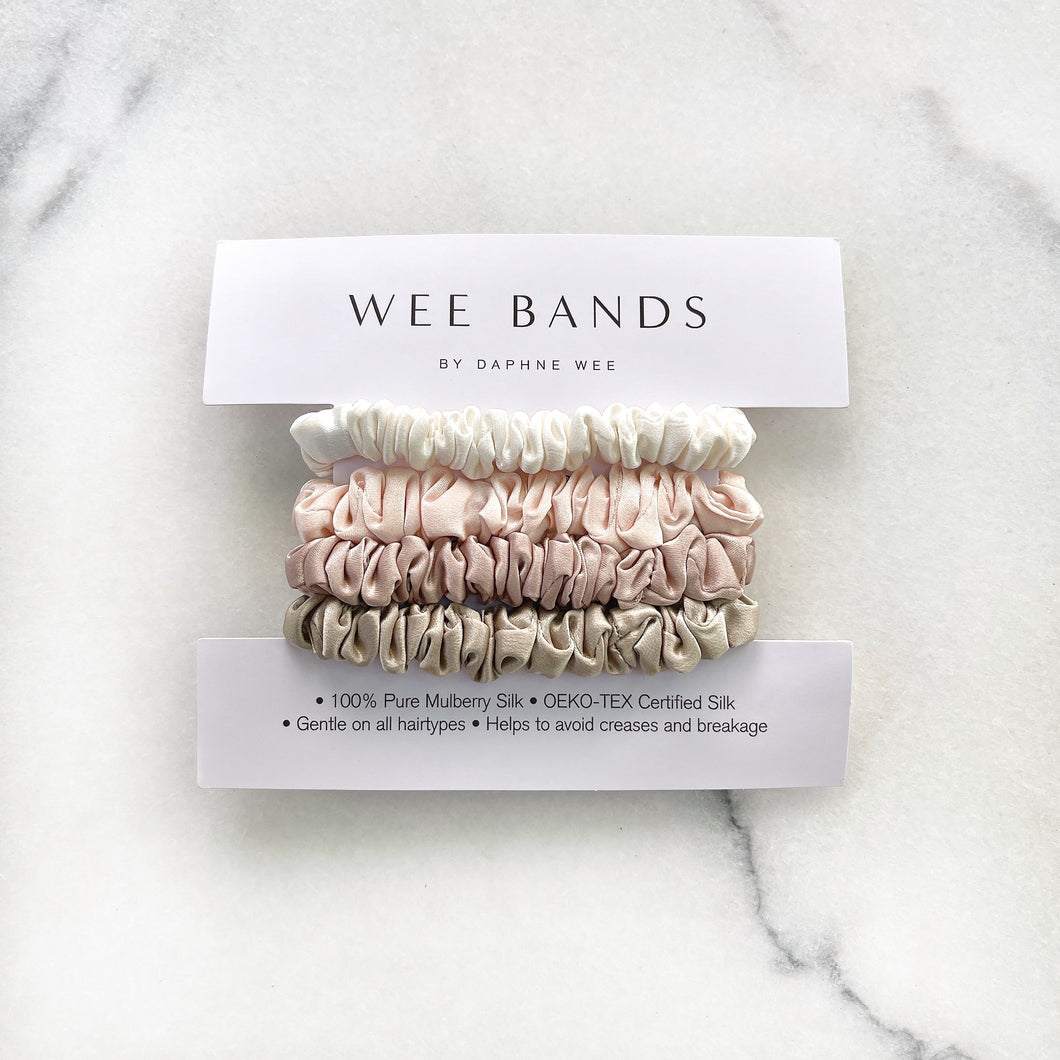 100% Pure Mulberry Silk Scrunchies - Cosy Neutral Collection